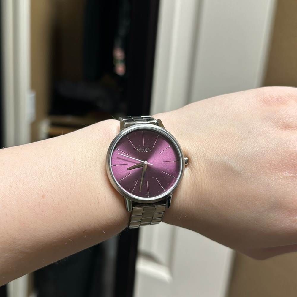 Purple and Silver Nixon Watch